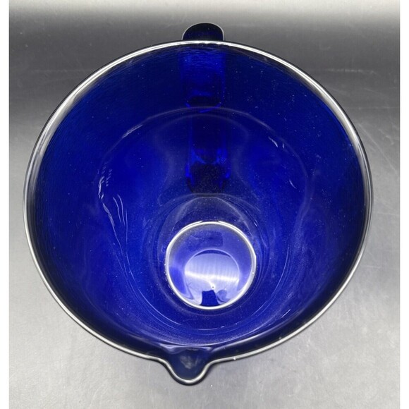 VTG COBALT BLUE Textured Glass Water Beverage Pitcher 6.75” Retro MCM - Picture 5 of 10